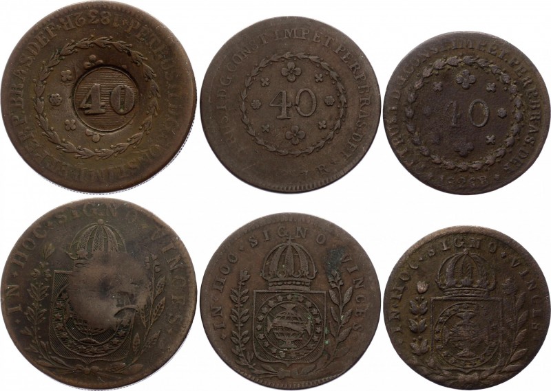 Brazil Lot of 40 Reis 1826 - 1832
40 Reis 1826 & 1827, 40 Reis on 80 Reis 1832 ...