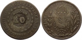 Brazil Countermark 40 Reis on 80 Reis 1832 R (1835)
KM# 446; Pedro II; Nice Toning