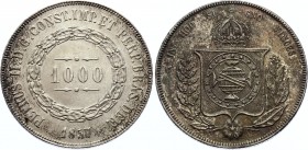 Brazil 1000 Reis 1857
KM# 465; Silver; Pedro II; Nice Coin with Amazing Toning