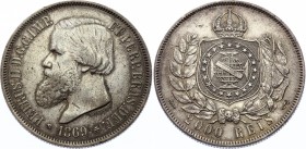 Brazil 2000 Reis 1869
KM# 475; Silver; Pedro II