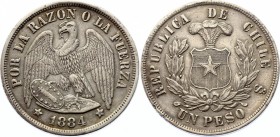 Chile 1 Peso 1884 So
KM# 142; Silver; XF