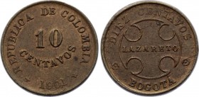 Colombia 10 Centavos 1901 B
KM# L3; Leprosarium Coinage; AUNC Mint Luster Remains