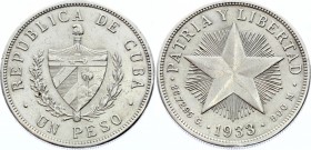 Cuba 1 Peso 1933
KM# 15.2; Silver