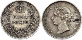 Guyana 4 Pence 1891
KM# 26; Silver; Victoria; XF-