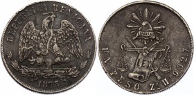 Mexico 1 Peso 1873 Zs H
KM# 408.8; Silver; Zacatecas