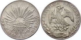 Mexico 8 Reales 1877 Go FR
KM# 377.8; Silver; Guanajuato