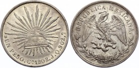 Mexico 1 Peso 1902 Cn JQ
KM# 409; Silver
