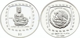 Mexico 2 Pesos / 1/2 Onza de Plata 1996
KM# 594; Silver Proof; Senor de las Limas