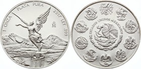 Mexico 1 Onza 2017 Mo
KM# 639; Silver; "Libertad" Silver Bullion Coinage