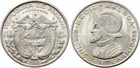 Panama 1/2 Balboa 1953
KM# 20; Silver; 50th Anniversary of the Republic of Panamá; BUNC Full Mint Luster