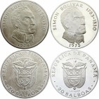 Panama Lot of 2 Coins
20 Balboas 1974 (Matte), 1975 (Proof); Each Coin: Silver (.925) 129.59g 61mm; Simón Bolívar