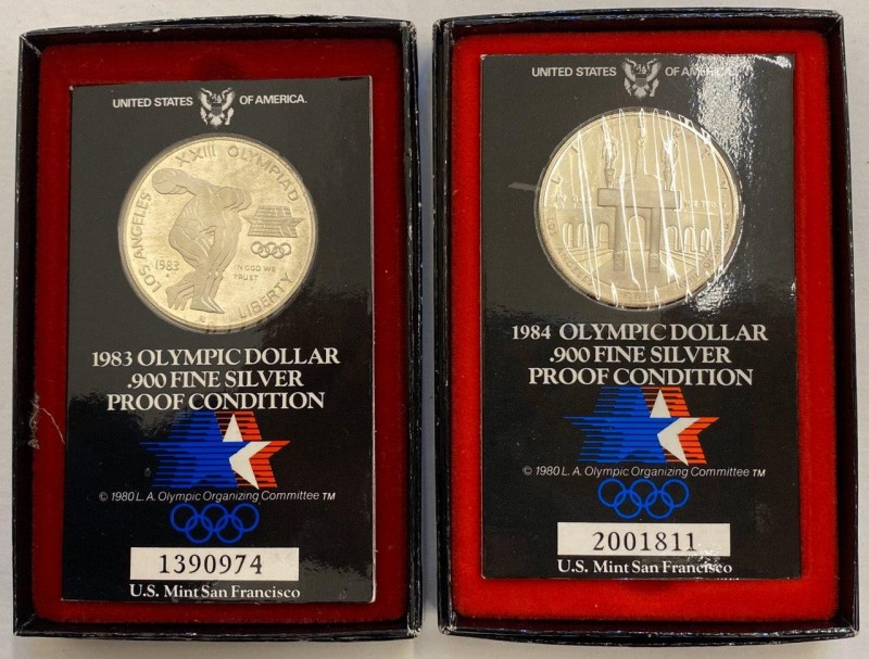 United States Lot of 2 Coins 1 Dollar 1983 & 1984
Silver Proof; With Original P...