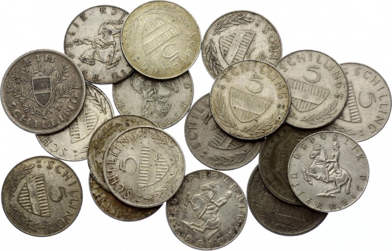 Austria Lot of 18 Coins 1 & 5 Schillings 1925 - 1969
All Coins are Silver Excep...