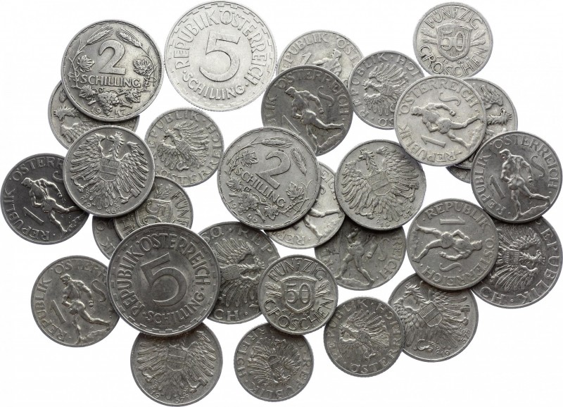 Austria Lot of 30 Coins 1946 - 1957
50 Groschen 1 2 5 Schilling 1946 - 1957