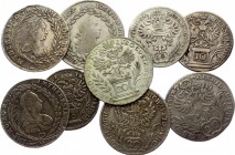 Austria-Hungary Lot of 9 Coins 1761 - 1783
10 & 20 Kreuzer 1761-1783; Silver; Various Rulers & Mints