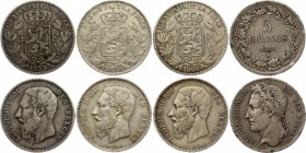 Belgium Lot of 4 x 5 Francs
Silver, VF.