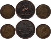 Canada Lot of 3 Coins 1850 - 1915
1 Penny 1850 & 1 Cent 1912, 1915; Different Dates