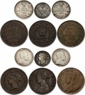 Canada Nice Lot of 6 Coins 1865 - 1913
With Silver; 1 Cent 1876 H, 1913, 5 Cents 1886, 10 Cents 1902 H & 1903 H, New Foundland 1 Cent 1865