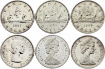 Canada Lot of 3 Coins 1 Dollar 1957 - 1966
Silver; Elizabeth II