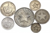 Cuba Lot of 6 Coins 1915 - 1969
With Silver; Different Dates & Denominations