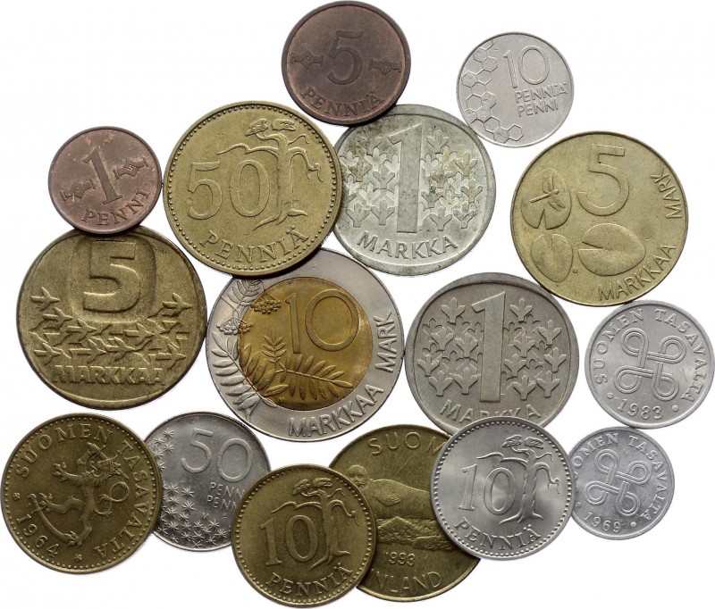 Finland Lot of 16 Coins 1965 - 1993
Mostly UNC; Reform coinage lot. 16 Coins to...