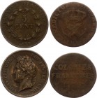 French Colonies Lot of 2 Rare coins
Copper, VF.