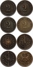 Germany - Empire Nice Lot of 4 Scarce Coins 1873 - 1904
2 Pfennig 1873 A, 2 Pfennig 1873 D, 2 Pfennig 1874 H & 2 Pfennig 1904 J