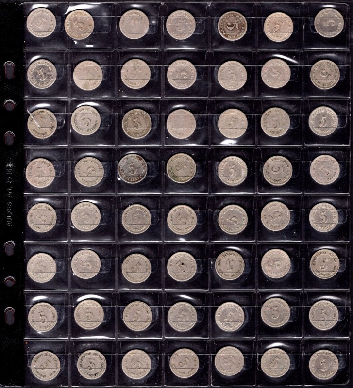 Germany - Empire Lot of 161 Coins 5 Pfennig 1874 - 1915 Different Mintmarks!
Al...