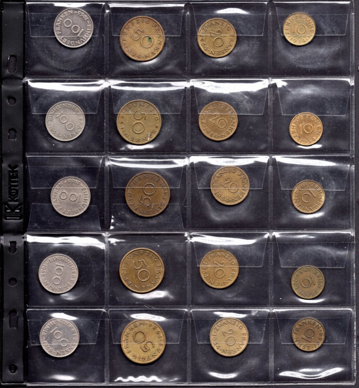 Saarland Lot of 5 Type Sets 1954 - 1955
10-20-50-100 Franken of Saarland x 5 in...