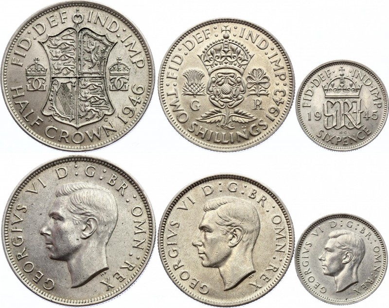 Great Britain Lot of 3 Coins of George VI
Small lot of 3 better coins. Silver, ...