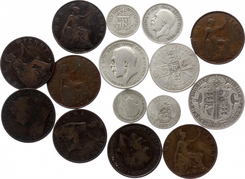 Great Britain Lot of 15 Coins
Different denominations and dates. Silver & coppe...