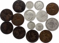 Great Britain Lot of 15 Coins
Different denominations and dates. Silver & copper. F-VF.