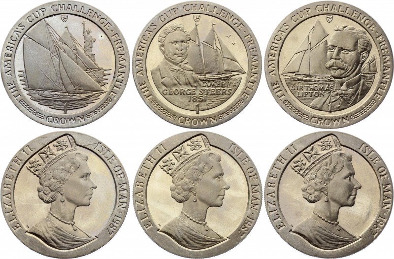 Isle of Man Lot of 3 Coins 1 Crown 1987
1 Crown 1987; Prooflike; America's Cup C...