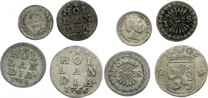 Netherlands Lot of 4 Coins 1738 - 1853
Silver; Different Dates & Denominations