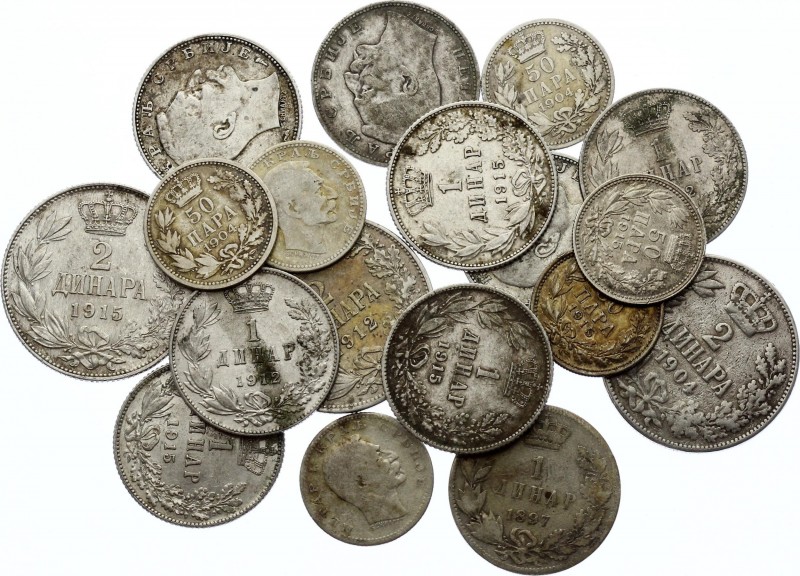 Serbia Lot of 18 Coins 1897 - 1915
50 Para 1 & 2 Dinara 1897 - 1915