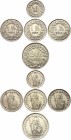 Switzerland Lot of 5 Coins 1905 - 1957
1/2 1 2 Francs 1905 - 1957; Silver