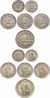 Switzerland Lot of 6 Coins 1909 - 1958
1/2 1 2 Francs 1909 - 1958; Silver