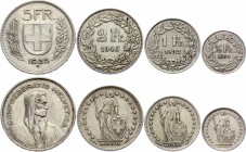 Switzerland Lot of 4 Coins 1932 - 1940
1/2 1 2 5 Francs 1932 - 1940; Silver