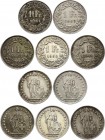 Switzerland Lot of 5 Coins 1 Franc 1945 - 1964
Silver; Different Dates