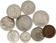 United States Superb Lot of 9 Rare Coins
1 Cent 1908 (Krauze AUNC - 35$), 5 Cents 1866 (Krauze XF - 150$), 5 Cents 1872 (Krauze XF - 135$), 5 Cents 1...