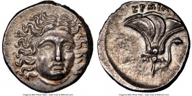 MACEDONIAN KINGDOM. Perseus (179-168 BC). AR drachm (15mm, 1h). NGC MS, edge chips. Pseudo-Rhodian, Greek mercenaries issue, ca. 175-170 BC, Ermias, m...