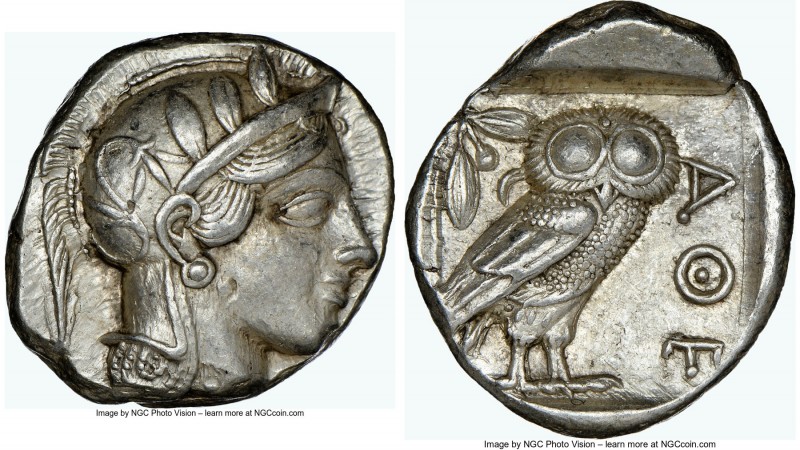 ATTICA. Athens. Ca. 440-404 BC. AR tetradrachm (25mm, 17.17 gm, 4h). NGC AU 4/5 ...