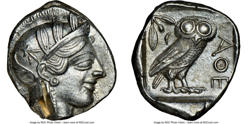 ATTICA. Athens. Ca. 440-404 BC. AR tetradrachm (26mm, 16.99 gm, 6h). NGC AU 5/5 ...