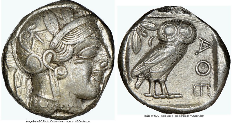ATTICA. Athens. Ca. 440-404 BC. AR tetradrachm (23mm, 17.08 gm, 7h). NGC Choice ...