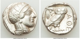 ATTICA. Athens. Ca. 440-404 BC. AR tetradrachm (24mm, 17.20 gm, 4h). AU. Mid-mass coinage issue. Head of Athena right, wearing crested Attic helmet or...