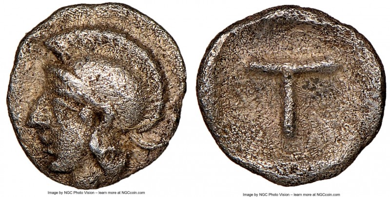 ARCADIA. Tegea. Ca. late 5th century BC. AR tetartemorion (5mm, 8h). NGC XF. Hel...