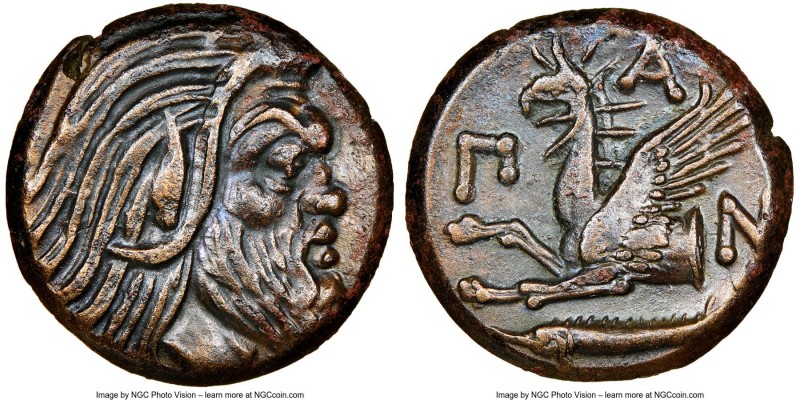 CIMMERIAN BOSPORUS. Panticapaeum. 4th century BC. AE (21mm, 11h). NGC Choice XF....