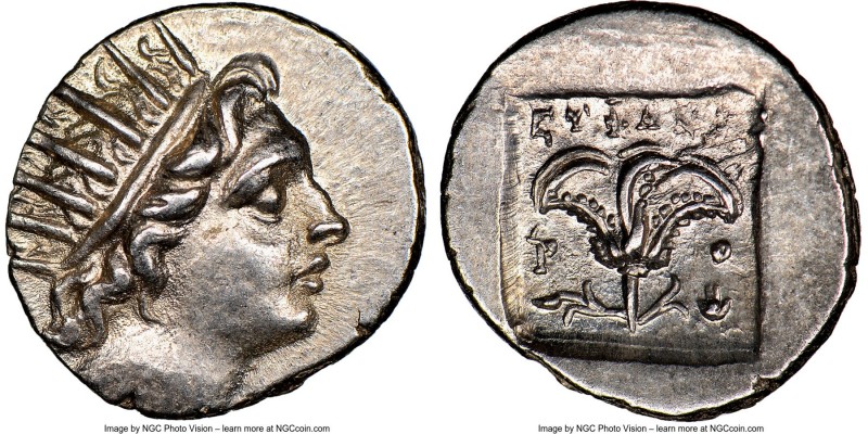 CARIAN ISLANDS. Rhodes. Ca. 88-84 BC. AR drachm (14mm, 12h). NGC Choice AU. Plin...