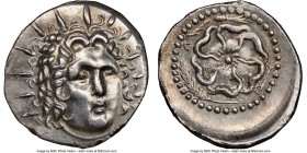 CARIAN ISLANDS. Rhodes. Ca. 84-30 BC. AR drachm (20mm, 4.08 gm, 1h). NGC MS 5/5 - 3/5, brushed. Radiate head of Helios facing, turned slightly right, ...