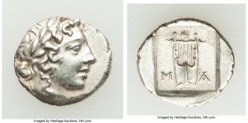 LYCIAN LEAGUE. Masicytes. Ca. 48-20 BC. AR hemidrachm (15mm, 1.79 gm, 1h). AU. Series 1. Laureate head of Apollo right; Λ-Y below / M-A, cithara (lyre...